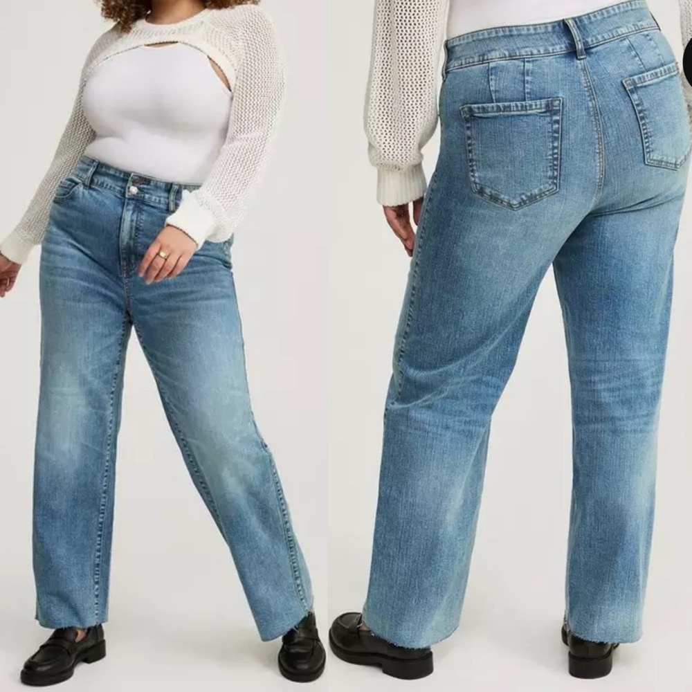 2 BUNDLE of two TORRID 18R stretchy Classic Blue Denim Jeans